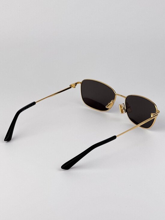 Bottega Veneta Women’s Sunglasses Gold Grey Rectangle BV1300S 001 New Authentic